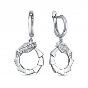 Серебряные серьги Символ года Змея КЮЗ Del'ta с фианитом Dс1206891 Dс1206891 фото