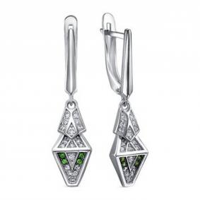 Серебряные серьги  Символ года Змея КЮЗ Del'ta с фианитом Dс1207583 Dс1207583 фото