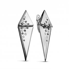 Серьги из черненого серебра КЮЗ Del'ta Dс129110 с фианитом Dс129110 фото