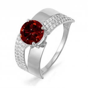 Серебряное кольцо КЮЗ Del'ta Dс311303 с фианитом и гранатом Dс311303 фото