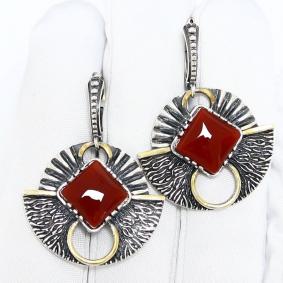 Серебряные серьги ВЕРОНА Err1469z с сердоликом Err1469z фото