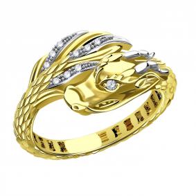 Кольцо из лимонного золота Символ года Дракон Grant с бриллиантом GR9101919 GR9101919 фото