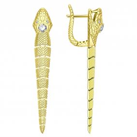 Серьги из лимонного золота Символ года Змея Grant с бриллиантом GR9601063 GR9601063 фото