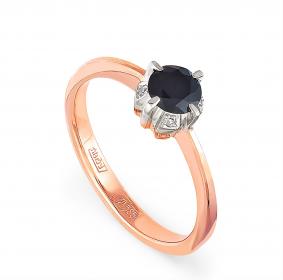 Золотое кольцо KABAROVSKY K1-0076-1100 с бриллиантом и сапфиром K1-0076-1100 фото