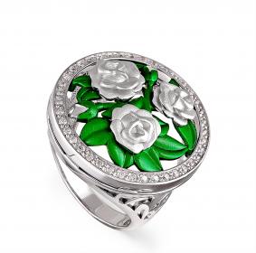 Серебряное кольцо KABAROVSKY K1-008-8100 с фианитом и керамикой K1-008-8100 фото