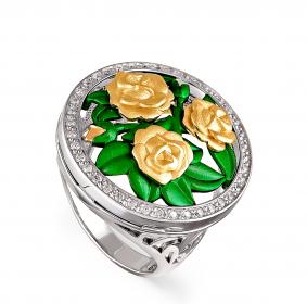 Серебряное кольцо KABAROVSKY K1-008-8184 с фианитом и керамикой K1-008-8184 фото