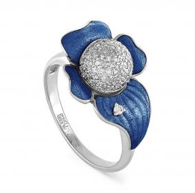 Серебряное кольцо KABAROVSKY K1-014-8105 с фианитом и эмалью K1-014-8105 фото