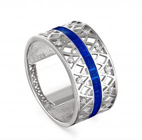 Серебряное кольцо KABAROVSKY K1-030-8107 с фианитом, эмалью и Swarovski K1-030-8107 фото