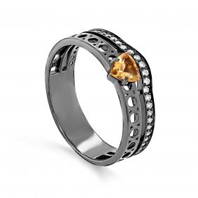 Серебряное кольцо KABAROVSKY K1-053-2989 с фианитом, цитрином и керамикой K1-053-2989 фото