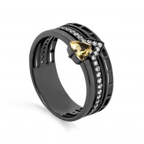 Серебряное кольцо KABAROVSKY K1-054-2989 с фианитом, цитрином и керамикой K1-054-2989 фото