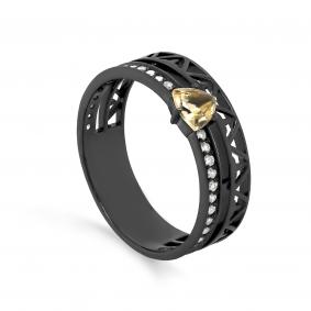 Серебряное кольцо KABAROVSKY K1-055-2989 с фианитом, цитрином и керамикой K1-055-2989 фото