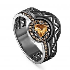 Кольцо из черненого серебра KABAROVSKY K1-056-2989 с фианитом, цитрином и керамикой K1-056-2989 фото