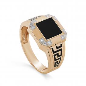 Золотое кольцо KABAROVSKY K1-0651-1002 с бриллиантом и эмалью K1-0651-1002 фото