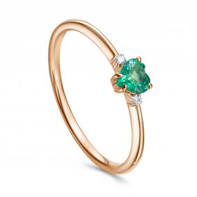 Золотое кольцо KABAROVSKY K1-0664-1200 с бриллиантом и изумрудом K1-0664-1200 фото