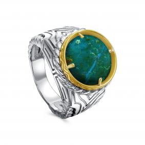 Кольцо из черненого серебра KABAROVSKY с хризоколла K1-082-24278 K1-082-24278 фото