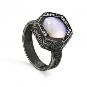 Кольцо из черненого серебра KABAROVSKY K1-083-7983 с фианитом и финифтью K1-083-7983 фото
