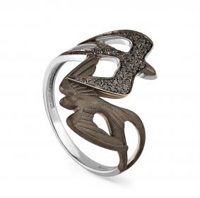 Кольцо из белого золота KABAROVSKY K1-1440-2000 с чёрным бриллиантом K1-1440-2000 фото