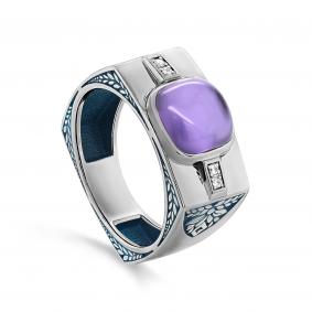Серебряное кольцо KABAROVSKY K1-158-50289 с фианитом и ситаллом K1-158-50289 фото