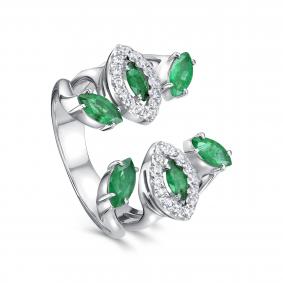 Кольцо из белого золота KABAROVSKY K1-1696-1200 с бриллиантом и изумрудом K1-1696-1200 фото