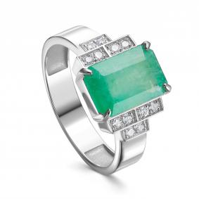 Золотое кольцо KABAROVSKY K1-1729-1200 с бриллиантом и изумрудом K1-1729-1200 фото