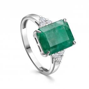 Кольцо из белого золота KABAROVSKY K1-1731/1-1200 с бриллиантом и изумрудом K1-1731/1-1200 фото