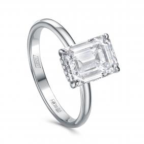 Кольцо из белого золота KABAROVSKY K1-1743-14300 с изумрудом и бриллиантом выращенным K1-1743-14300 фото