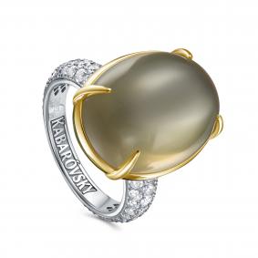 Золотое кольцо KABAROVSKY K1-1756-8700 с бриллиантом и лунным камнем K1-1756-8700 фото
