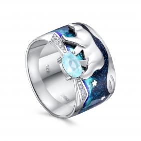 Серебряное кольцо KABAROVSKY K1-184-40101 с фианитом и эмалью K1-184-40101 фото