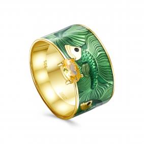 Кольцо из золочёного серебра KABAROVSKY K1-185-40687 с фианитом и эмалью K1-185-40687 фото