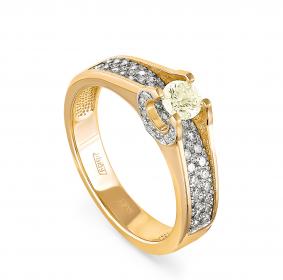 Кольцо из лимонного золота KABAROVSKY K1-2129-10900 с бриллиантом K1-2129-10900 фото
