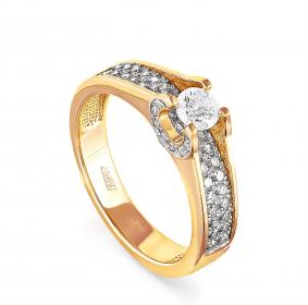 Золотое кольцо KABAROVSKY K1-2129-6000 с бриллиантом и коньячным бриллиантом K1-2129-6000 фото