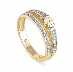 Кольцо из лимонного золота KABAROVSKY K1-2195-10900 с бриллиантом K1-2195-10900 фото