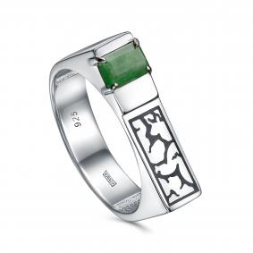 Серебряное кольцо KABAROVSKY K1-220-1219 с изумрудом и эмалью K1-220-1219 фото