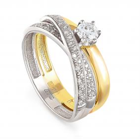 Кольцо из лимонного золота KABAROVSKY K1-2223-1000 с бриллиантом K1-2223-1000 фото