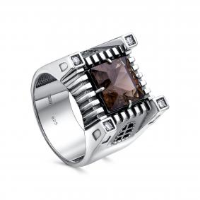 Кольцо из черненого серебра KABAROVSKY K1-225-2883 с фианитом и раухтопазом K1-225-2883 фото