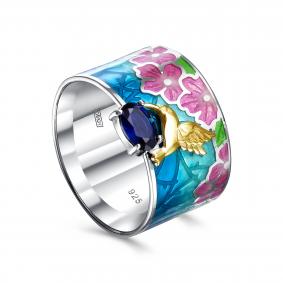 Серебряное кольцо KABAROVSKY K1-235-40801 с фианитом и эмалью K1-235-40801 фото