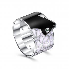 Серебряное кольцо KABAROVSKY K1-236-40401 с фианитом и эмалью K1-236-40401 фото