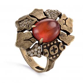 Кольцо из лимонного золота KABAROVSKY с гессонитом и бриллиантом K1-2523-9700 K1-2523-9700 фото