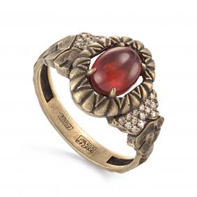 Кольцо из лимонного золота KABAROVSKY с бриллиантом и гессонитом K1-2526-9700 K1-2526-9700 фото