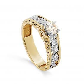 Кольцо из лимонного золота KABAROVSKY K1-2531-9200 с бриллиантом K1-2531-9200 фото