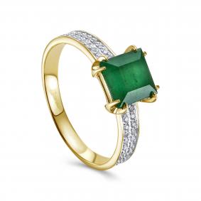 Кольцо из лимонного золота KABAROVSKY K1-2568-1200 с бриллиантом и изумрудом K1-2568-1200 фото