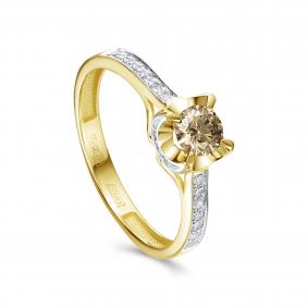 Кольцо из лимонного золота KABAROVSKY K1-2572-9200 с бриллиантом K1-2572-9200 фото