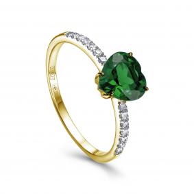 Кольцо из лимонного золота KABAROVSKY K1-2649-1200 с бриллиантом и изумрудом K1-2649-1200 фото