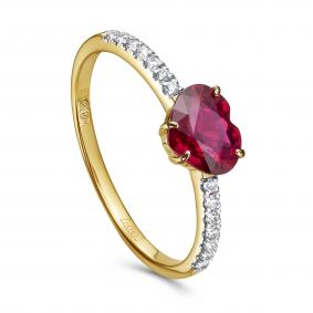 Кольцо из лимонного золота KABAROVSKY K1-2649-3489 с бриллиантом и рубином K1-2649-3489 фото