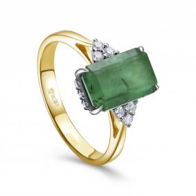 Кольцо из лимонного золота KABAROVSKY K1-2658/1-1200 с бриллиантом и изумрудом K1-2658/1-1200 фото
