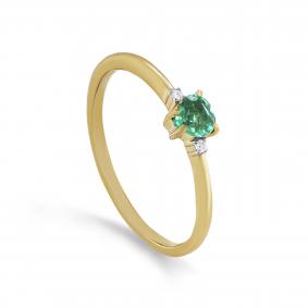 Кольцо из лимонного золота KABAROVSKY K1-2664-1200 с бриллиантом и изумрудом K1-2664-1200 фото