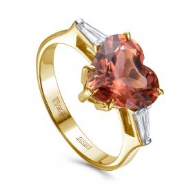 Золотое кольцо KABAROVSKY K1-2670-5200 с бриллиантом и турмалином K1-2670-5200 фото