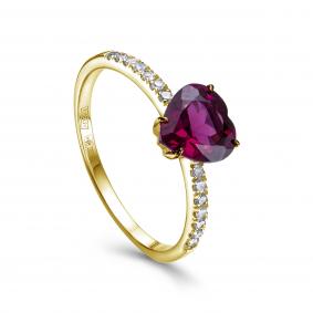 Кольцо из лимонного золота KABAROVSKY K1-2686-2189 с бриллиантом и родолитом K1-2686-2189 фото