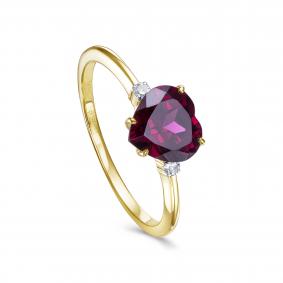 Кольцо из лимонного золота KABAROVSKY K1-2687-2189 с бриллиантом и родолитом K1-2687-2189 фото