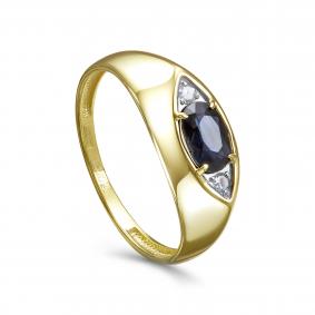 Кольцо из лимонного золота KABAROVSKY K1-2694-1189 с бриллиантом и сапфиром K1-2694-1189 фото